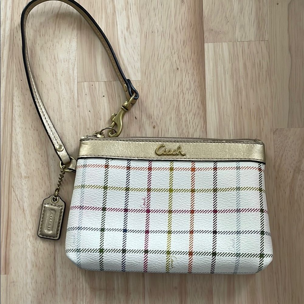 Coach Multi Colored Plaid Clutch with Classic Design